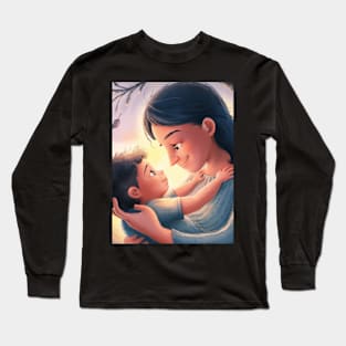 In the Arms of Love: Portraying the Sacred Bond of Mother and Child Long Sleeve T-Shirt
